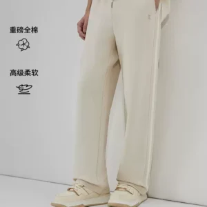 【轻薄透气】卡宾宽松休闲针织裤男2026夏季新款直筒空气层长裤