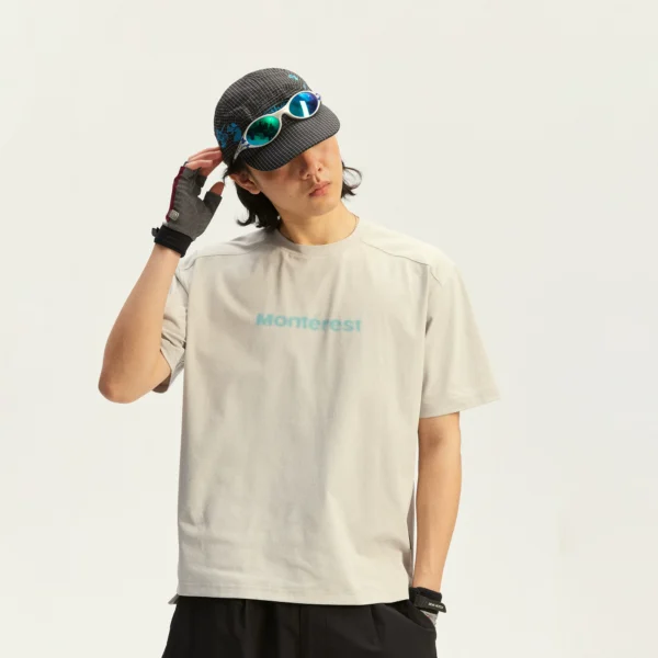 瞬时山野Monterest户外5A抗菌吸湿速干运动宽松基础LOGO短袖T恤男