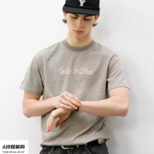 714street复古质感花纱面料短袖2026夏季短宽版型老钱风情侣T恤男