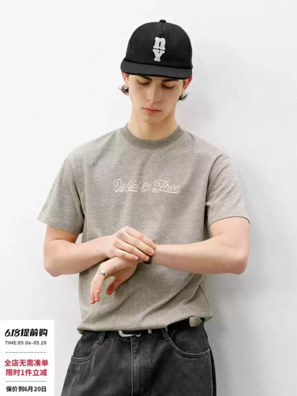 714street复古质感花纱面料短袖2026夏季短宽版型老钱风情侣T恤男