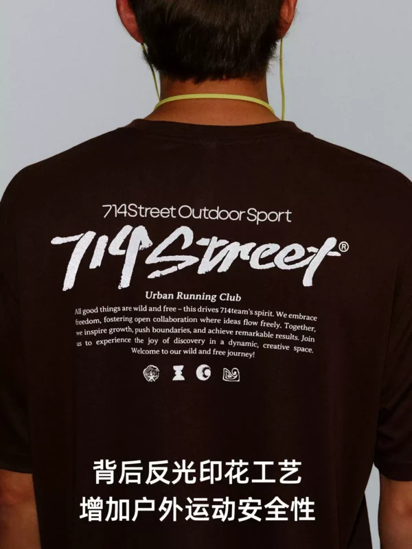 莱赛尔雪花棉714street夏季凉感防晒复古运动短袖 轻薄印花T恤男