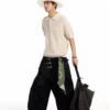 CoosRetro老钱风亚麻短袖T恤男生夏季情侣莱赛尔针织衫polo领上衣