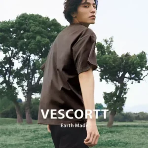 VESCORTT液氨桑蚕丝天丝混纺 进口索罗娜抗皱凉感夏季男士短袖T恤