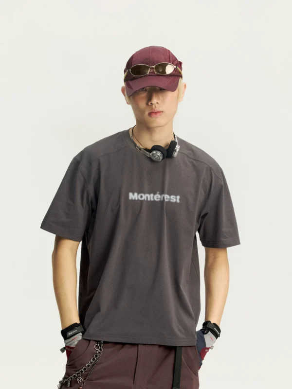 瞬时山野Monterest户外5A抗菌吸湿速干运动宽松基础LOGO短袖T恤男